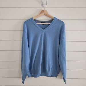 Lands' End Blue V-Neck Sweater | 100% Supima Cotton | Men's Size M